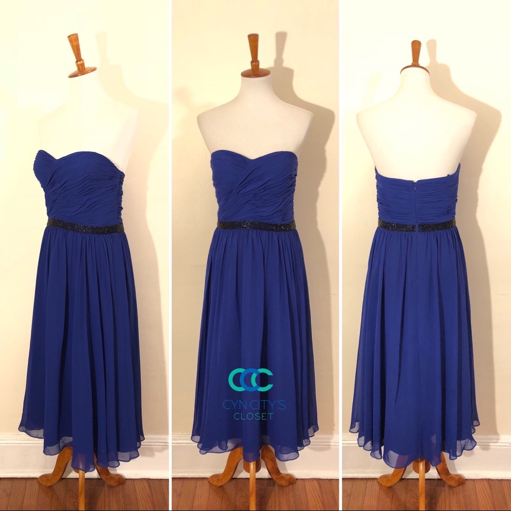 Aidan Mattox royal blue chiffon gown with jewels